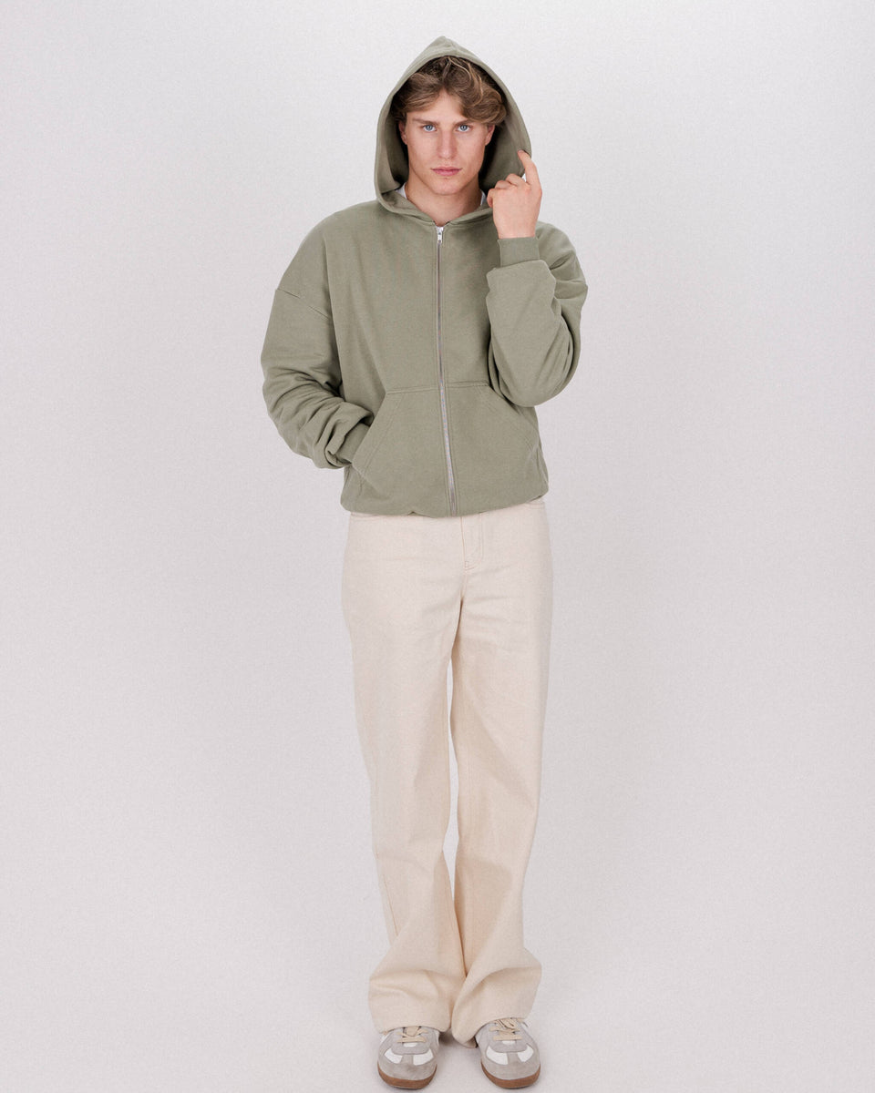 ZIP HOODIE WASHED OLIVE