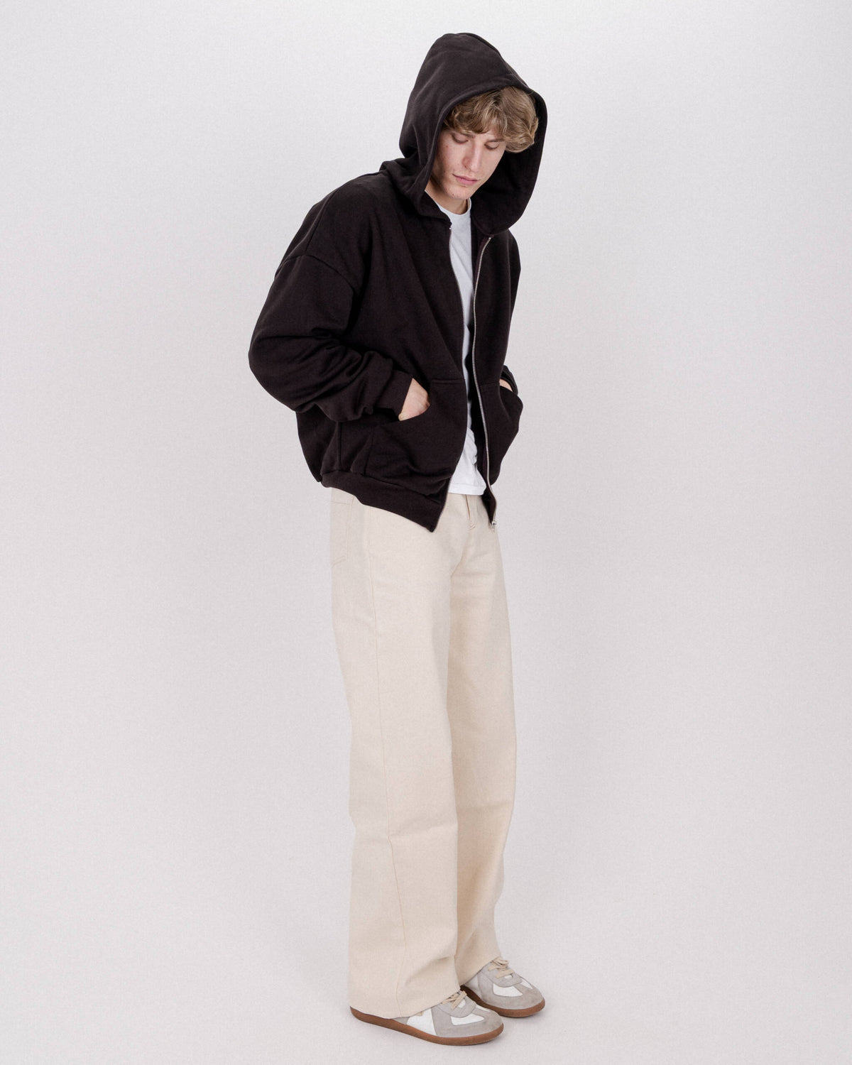 ZIP HOODIE ASH BROWN